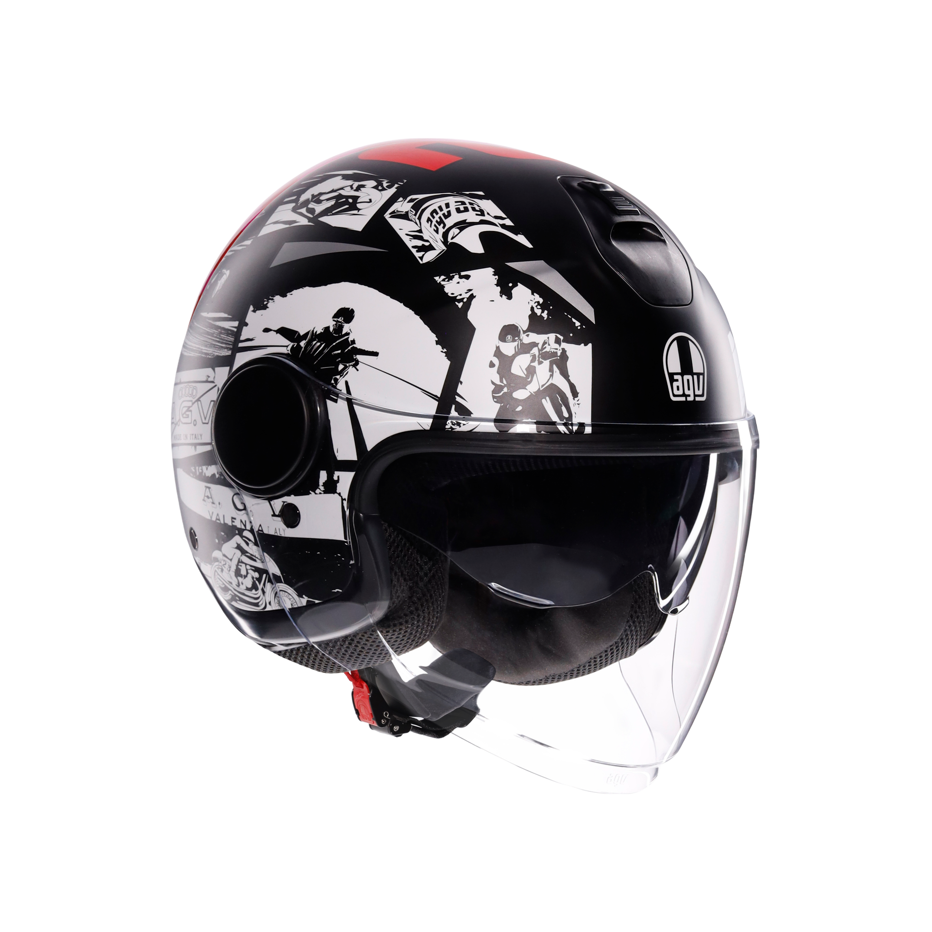 AGV Eteres History Mat Sort/Hvid/Rød
