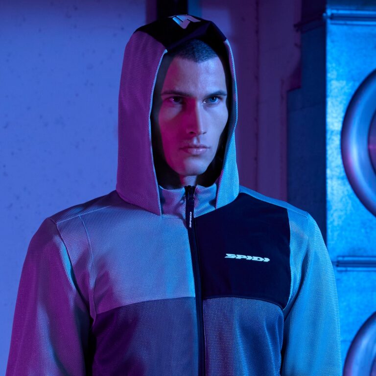 Spidi Hoodie Net grå og rød