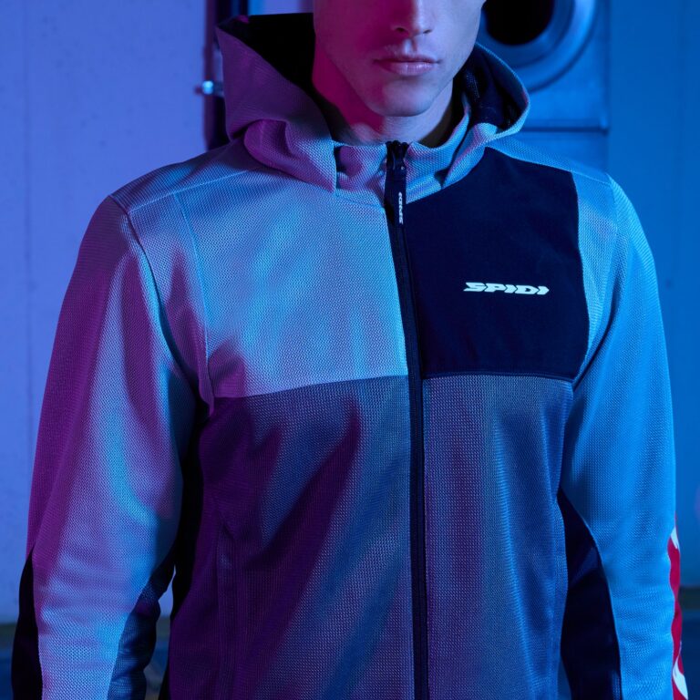 Spidi Hoodie Net grå og rød