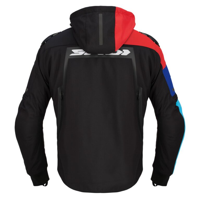 Spidi Hoodie Warrior H2OUT sort, rød og blå