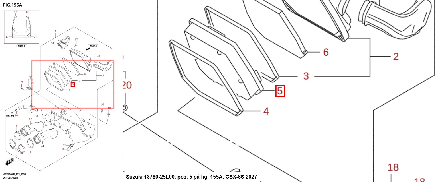 Suzuki luftfilter 13780-25L00, Snap-on fig. 155A