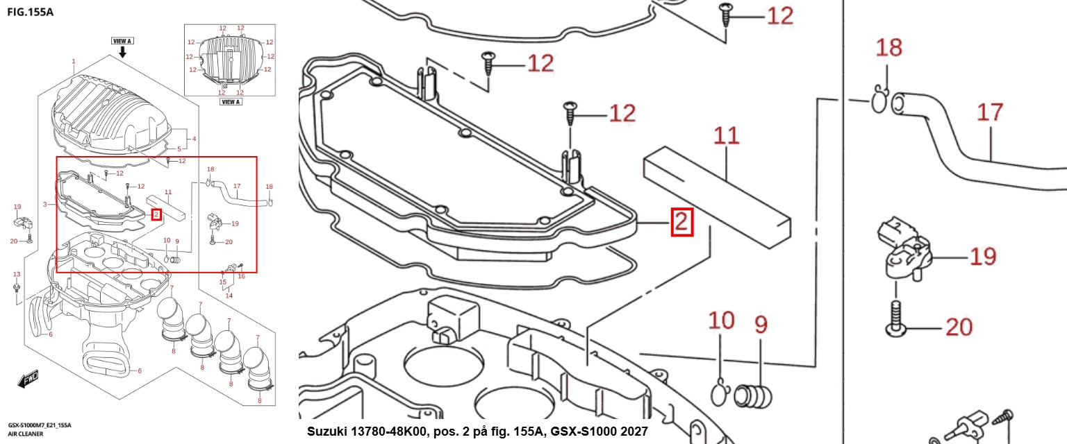 Suzuki luftfilter 13780-48K00, Snap-on fig. 155A