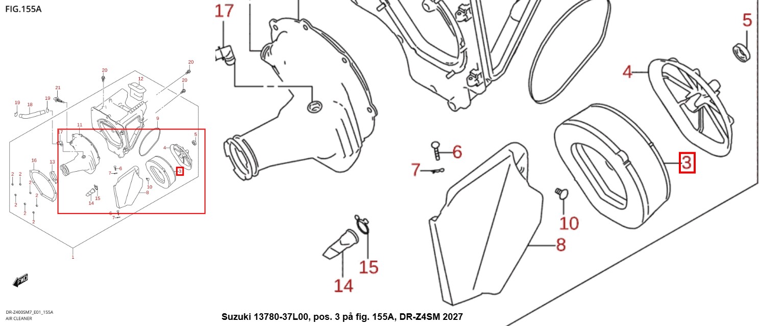 Suzuki luftfilter 13780-37L00, Snap-on fig. 155A