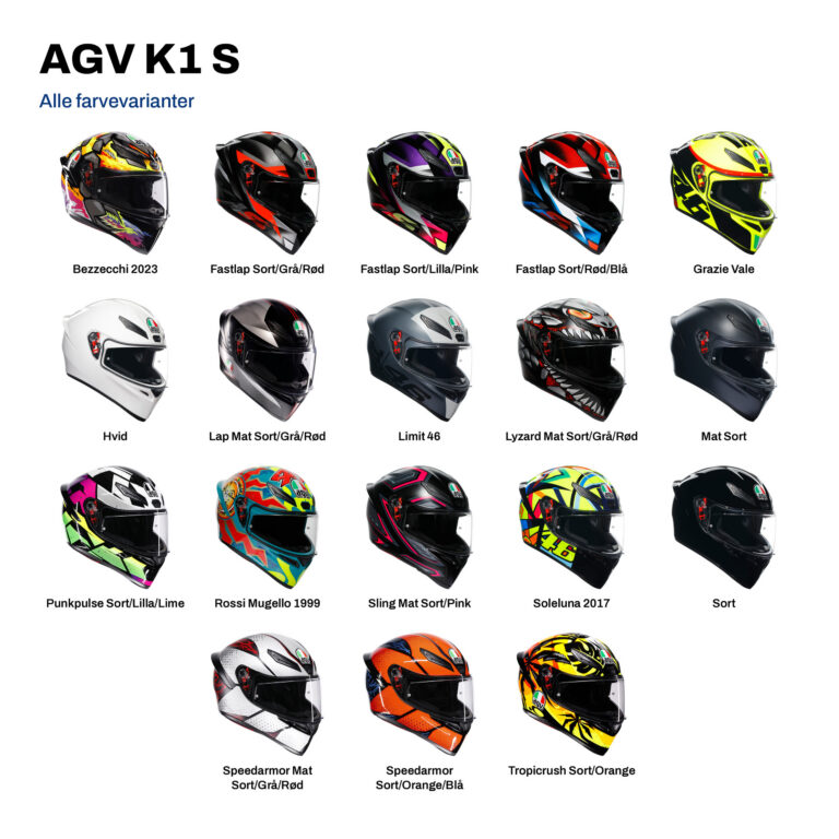 AGV K1 S i alle farvevarianter