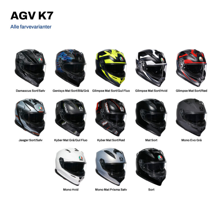AGV K7 i alle farvevarianter